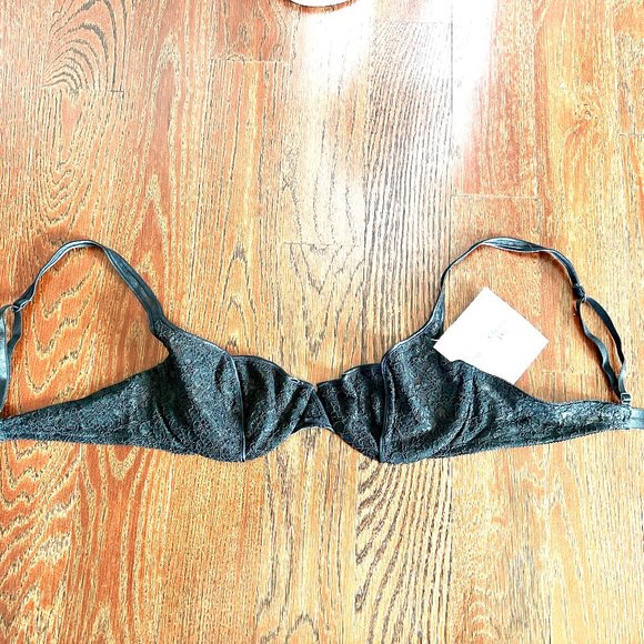 Vintage 80's Christian Dior Lace Bra with Dior Logo Monogram In Black 36B NWT - Picture 10 of 14